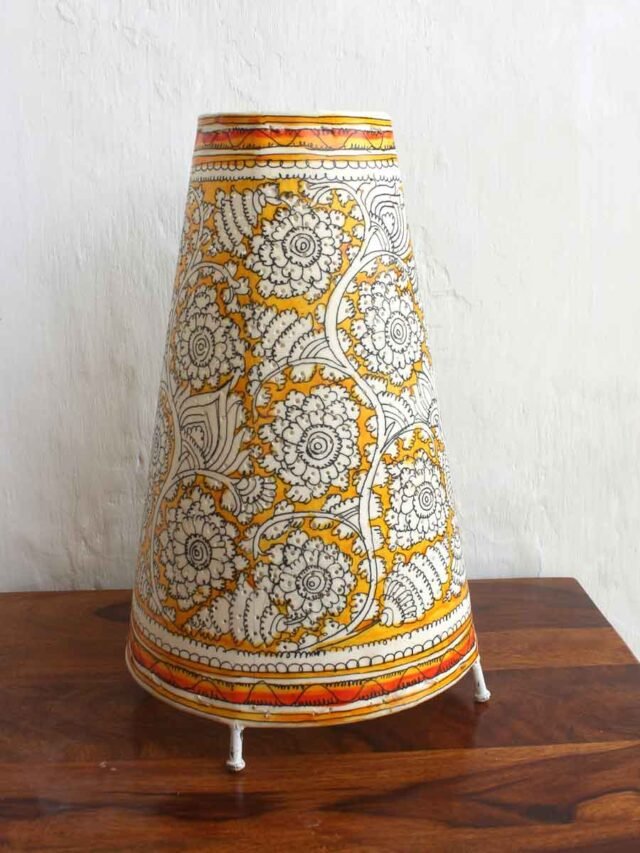 Yellow-long-leather-puppetry-living-room-lamp