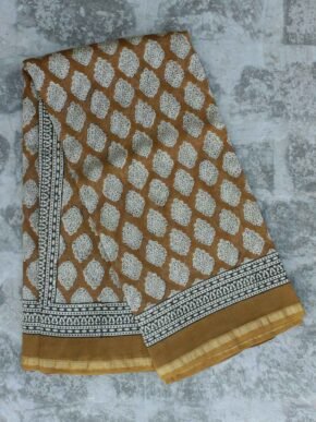 coffee-brown-block-print-chanderi-saree