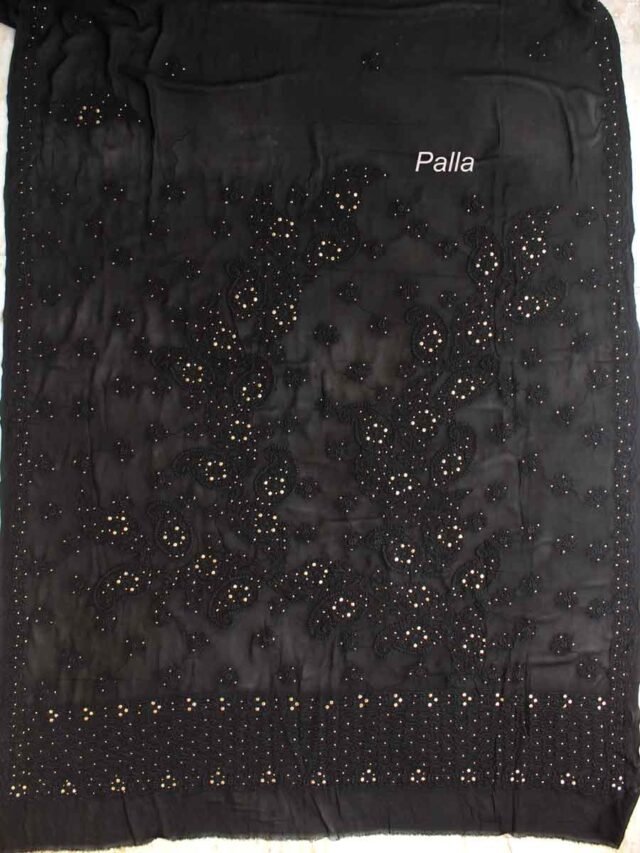 Black-mukesh-chikankari-embroidered-sari
