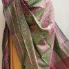 Greenish-plum-pink-handwoven-patola-silk-dupatta at Shilphaat.com