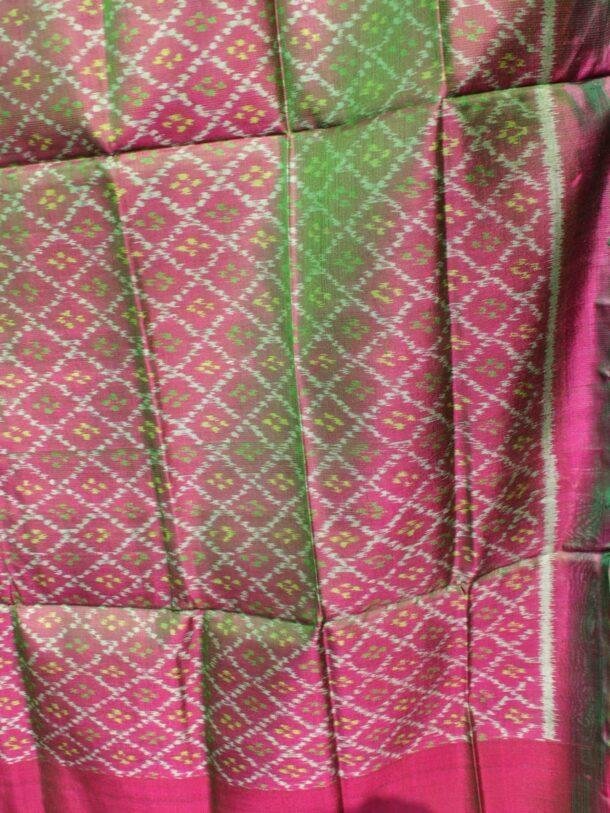 Greenish-plum-pink-patola-pure-silk-dupatta at Shilphaat.com