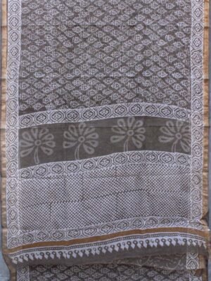 Leaves-dabu-print-grey-brown-kota-doria-saree-Shilphaat
