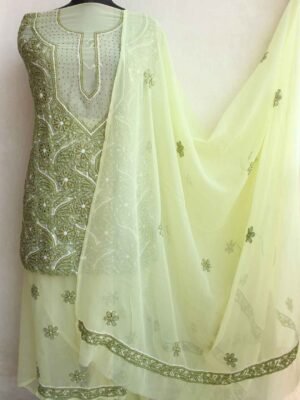 Lime-green-mukesh-chikankari-dress-material