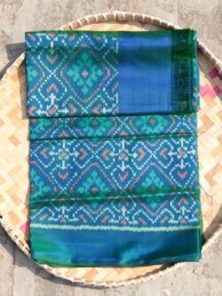 Peacock-blue-pure-silk-patan-patola-fabric