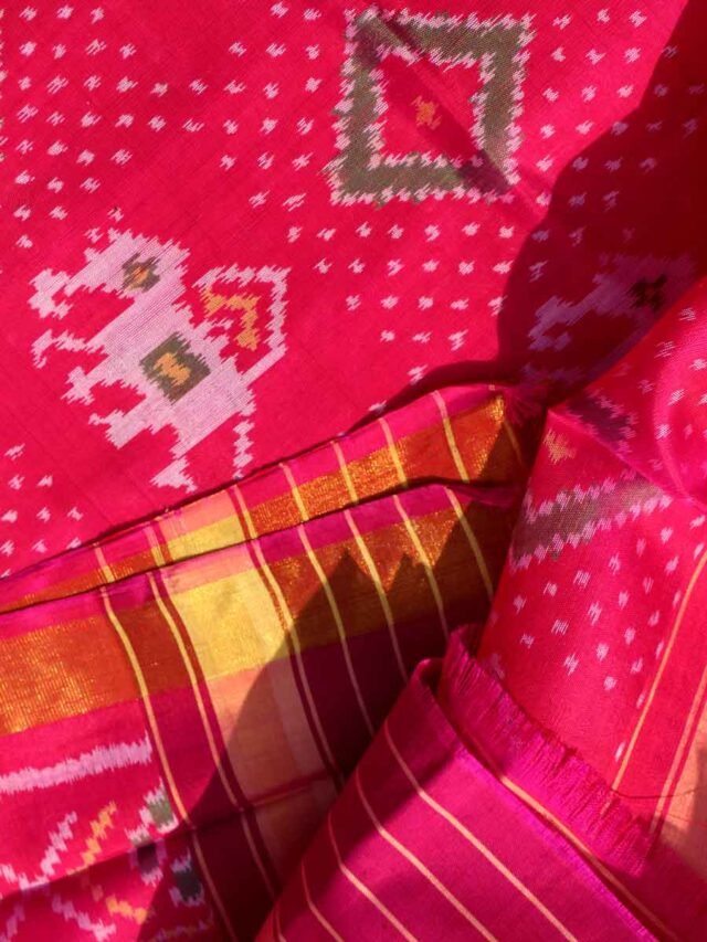 Pink-handwoven-patola-pure-silk-dupatta