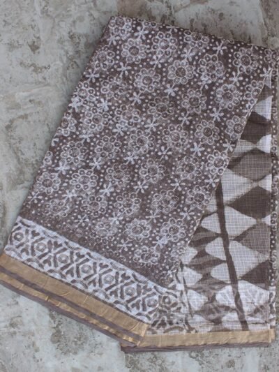 floral-block-printed-brown-grey-kota-cotton-sari