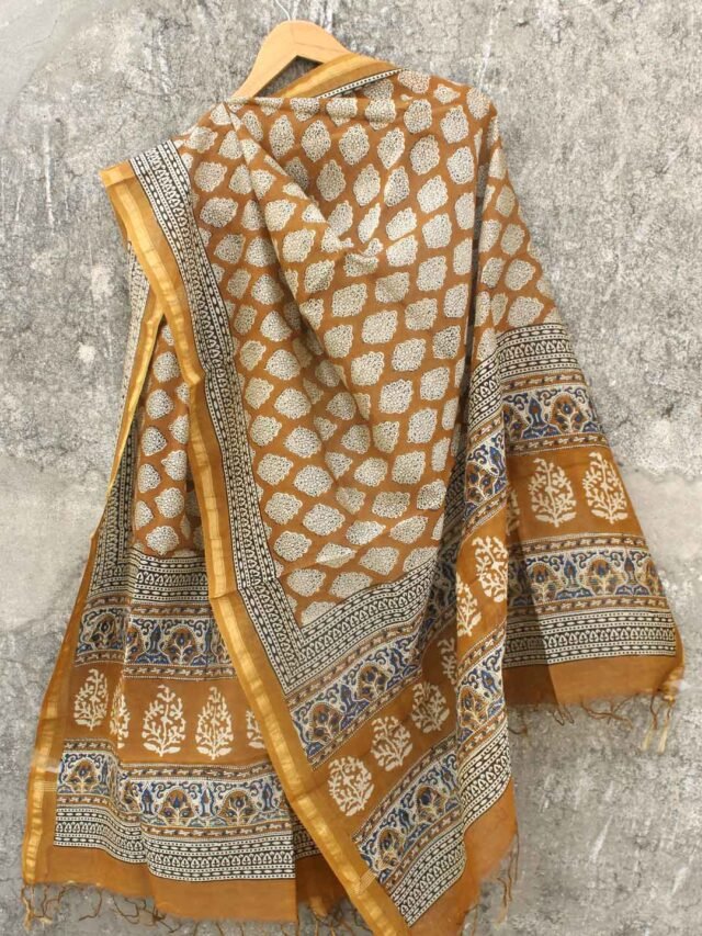 Brown-Block-printed-Chanderi-dupatta