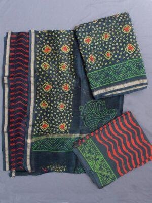 Green-and-yellow-block-printe-chanderi-3pc-ladies-suit