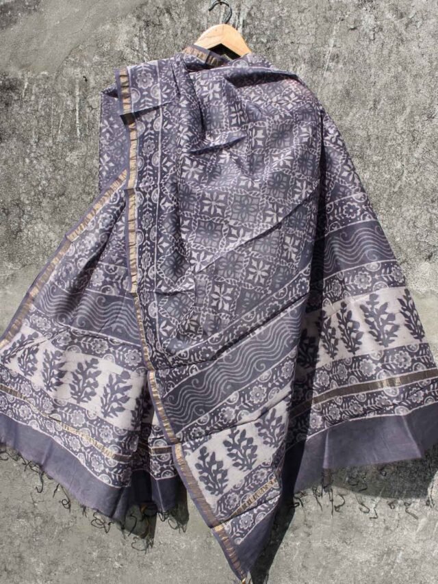 Indigo-grey-block-printed-chanderi-dupatta