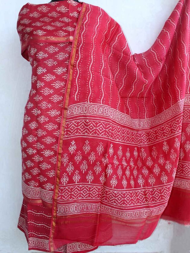 Pink-Red-Block-printed-chanderi-dress-material
