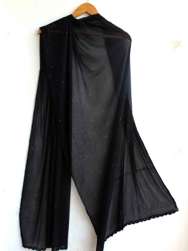 mukesh-work-Black-chiffon-dupatta