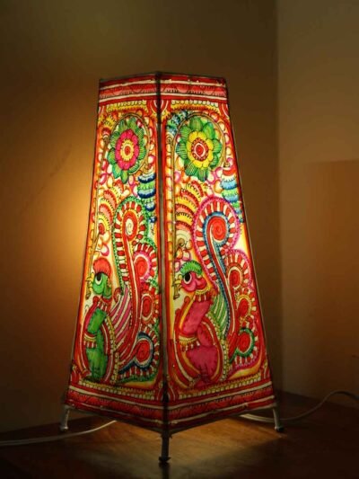 Peacocks-rectangle-tholu-bommalata-table lamp