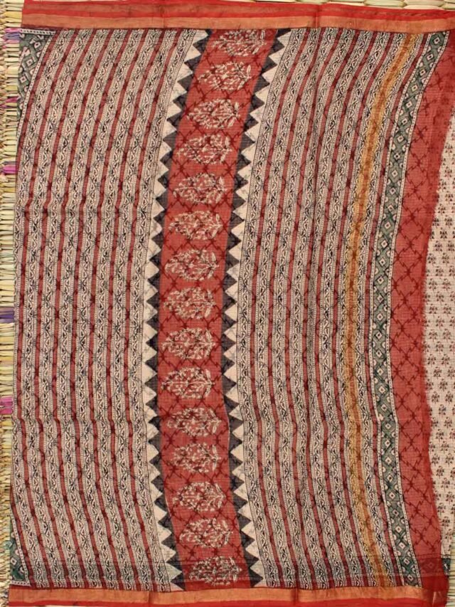 red,-green-bagru-printed-beige-kota-doria-cotton-sari