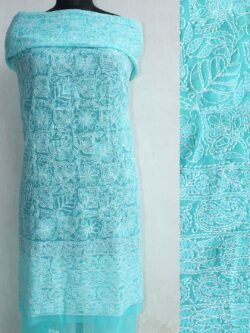 Greenish-blue-Georgette-chikankari-kurta-fabric
