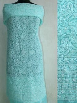 Sea-foam-green-georgette-chikankari-ladies kurta-fabric