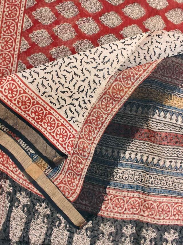 Wine-red-block-printed-kota-doria-sari