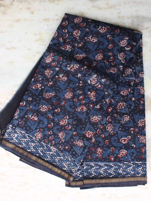 Bagru-dabu-block-print-indigo-chanderi-saree
