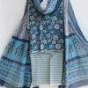 Dark-blue-and-white-Block-print-pure-cotton-dress-material at Shilphaat.com