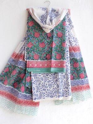 Green,-Pink-Block-Print-pure-Cotton-dress-material at Shilphaat