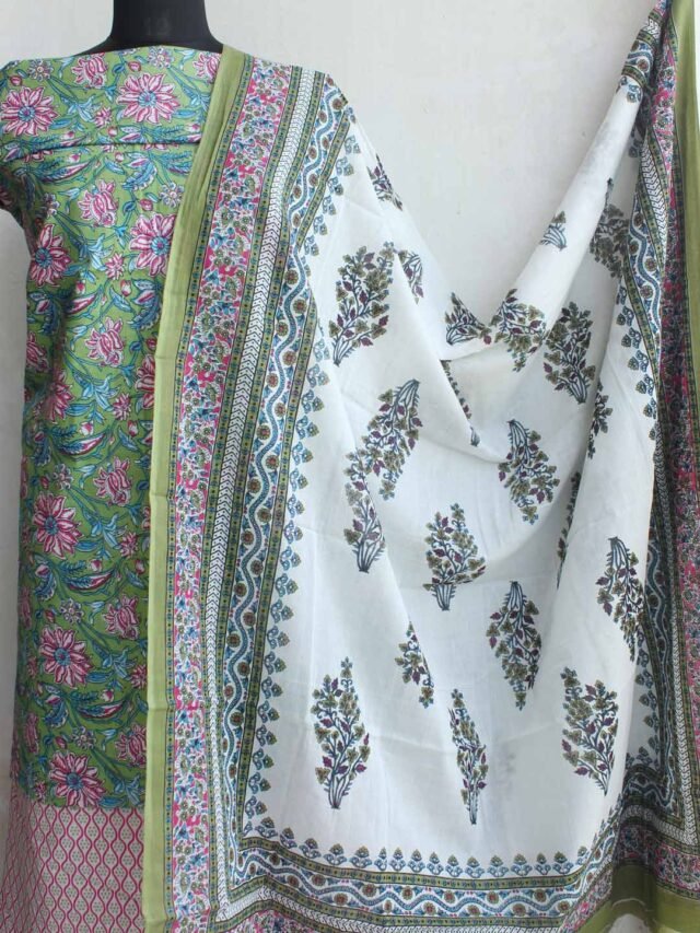 Green,-Pink-white-Sanganeri-Print-Cotton-dress-material