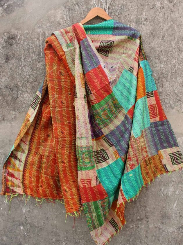 Patchwork-kanthawork-silk-dupatta