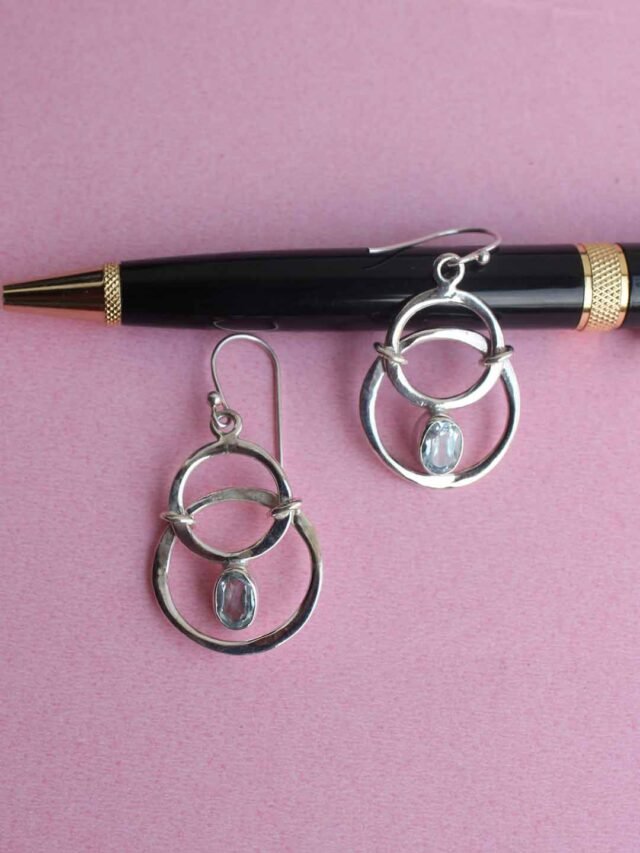 Double-ring,-pure-silver-everyday-earrings