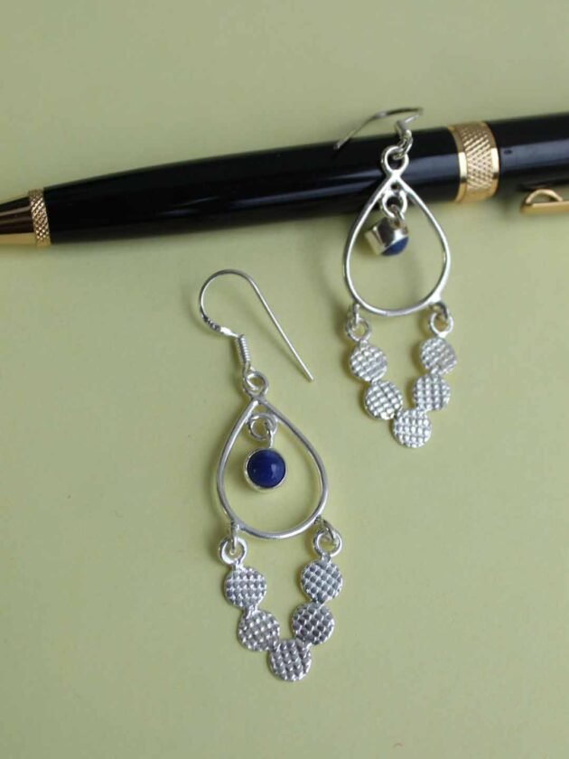 Lapis-lazuli-real-silver-dangle-earrings