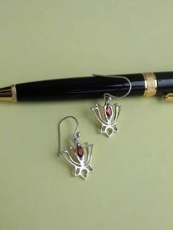 Lotus-Garnet-real silver-earrings