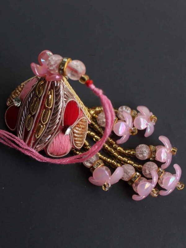 Red and Pink Zariwork Lumba Bhabhi Rakhi – Shilphaat.com