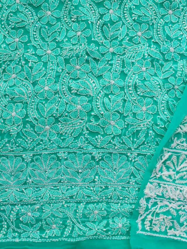 Emereald-green-Georgette-chikankari-embroidered-dress-material
