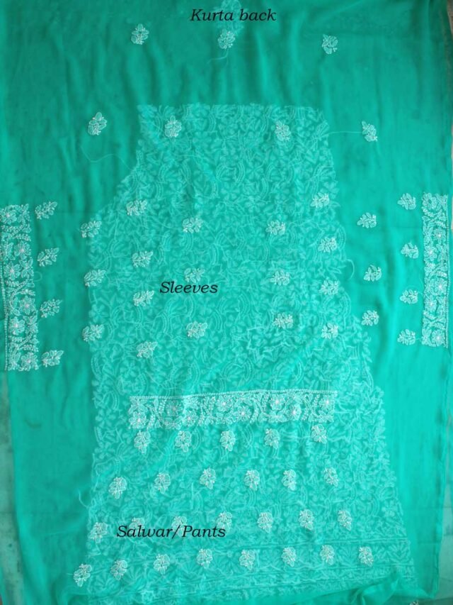 Emereald-green-lucknow-chikankari-georgette-lucknavi-suit