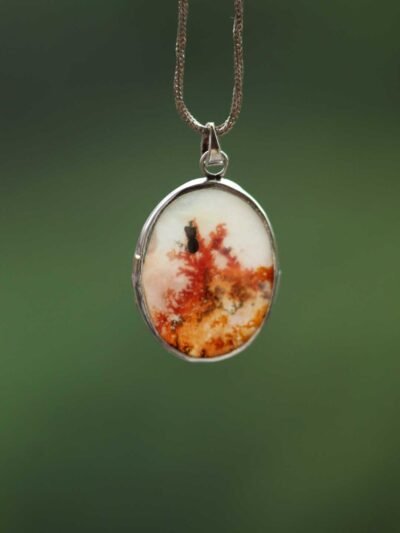 fall-FOREST-Dendritic-agate-silver-pendant