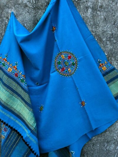 Firozi-Blue-Suf-embroidered-woolen-shawl