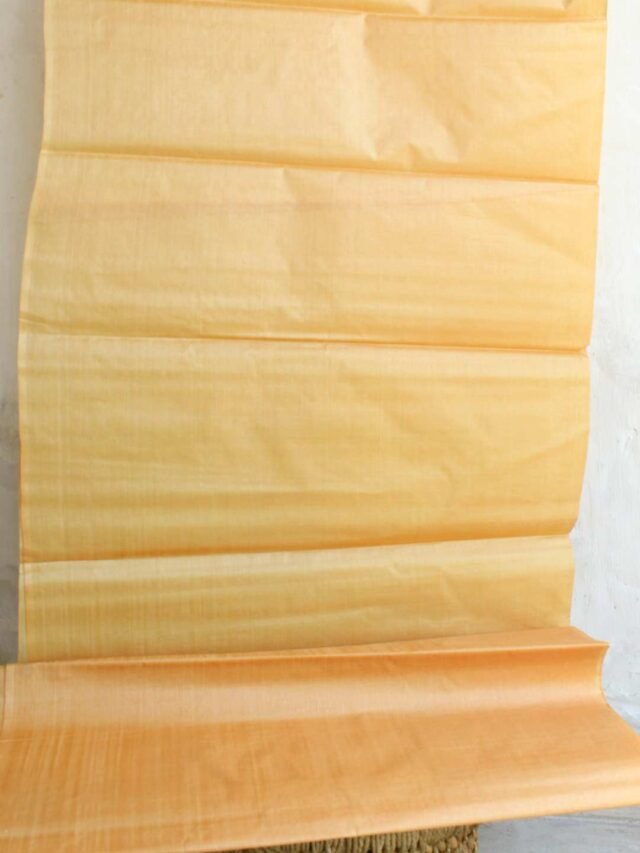 Peach-Yellow-Paper-tussar-silk-Fabric