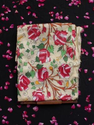 Shaded-Red-roses-kanthawork-tassar-silk-dupatta at Shilphaat.com