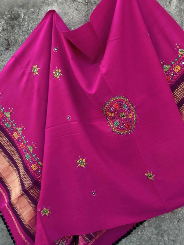 Purple-pink-kutch-Suf-embroidered-woolen-shawl