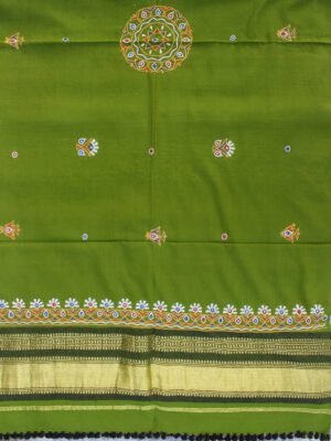Green-Ahir-embroidered-Gujarat-woolen-shawl