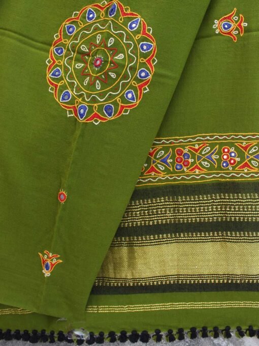 Juniper-green-Ahir-Handembroidered-Gujarati-Shawl