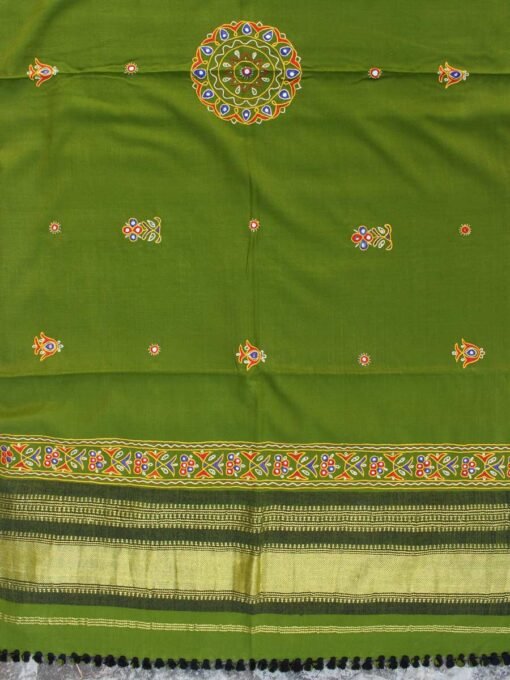 Juniper-green-Ahir-Handembroidered-Gujarati-woolen-Shawl