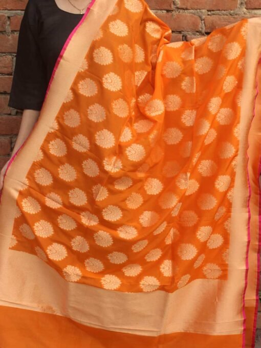 Orange-banarasi-pure-katan-silk-dupatta