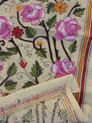 Pink-roses-nakshi-kantha-embroidered-silk-stole