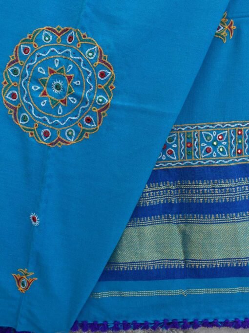 turquoise-Blue-Ahir-HandEmbroidered-Gujarati-shawl
