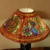 Blue-Peacocks--round-leather-lampshade