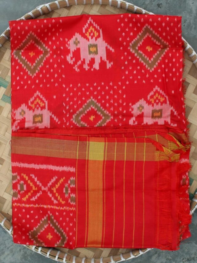 Red-Orange-patan-patola-pure-silk-dupatta
