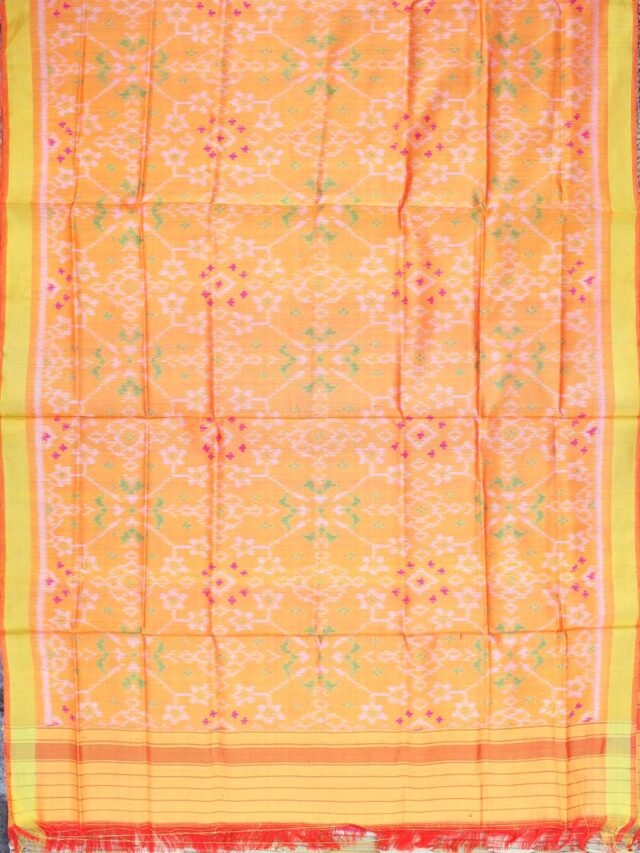 Yellow-single-ikat-patola-silk-dupatta