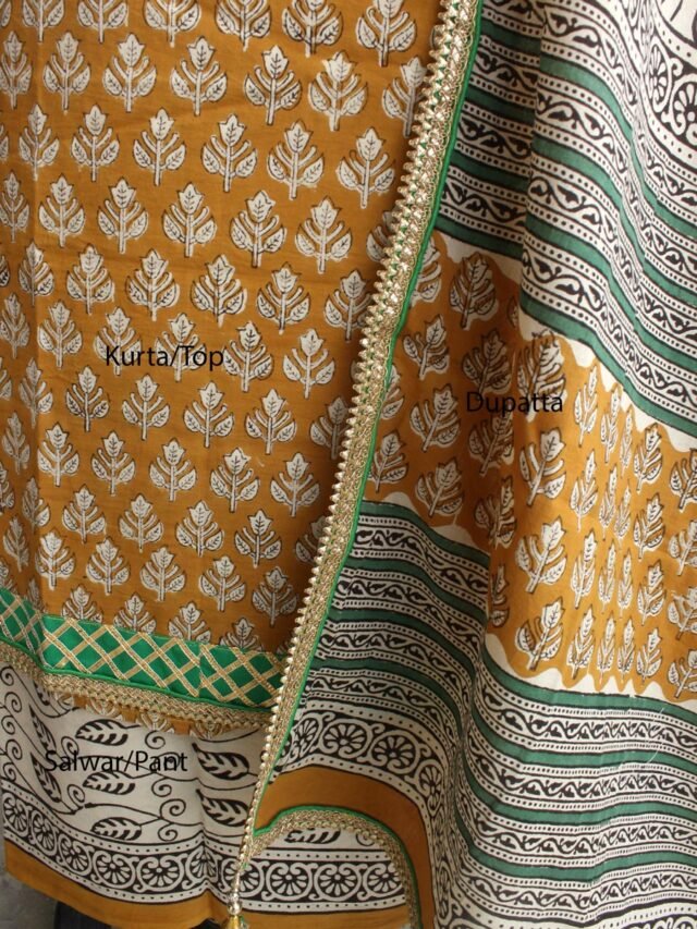 Brown-and-white-Block-printed-lacework-cotton-3pc-ladies-suit
