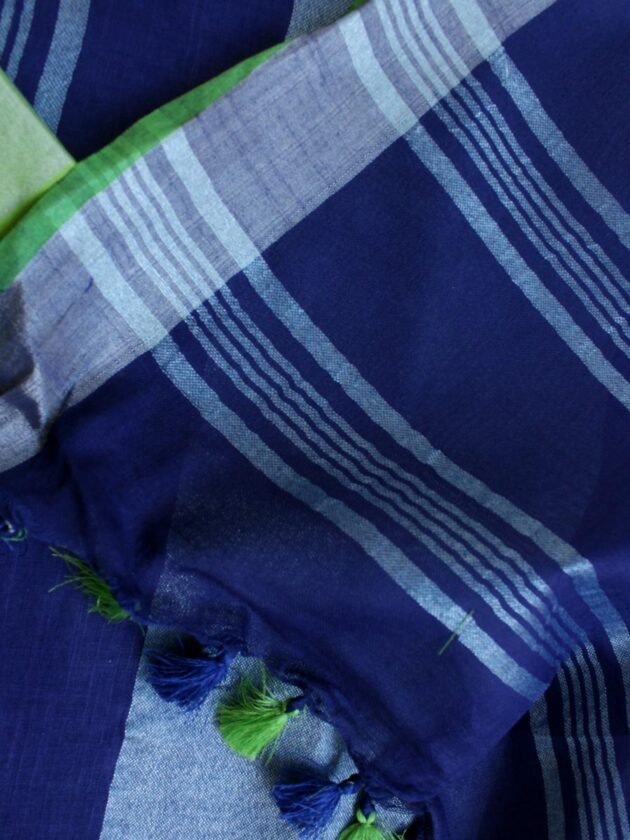 Dark-Blue-Linen-cotton-summer-Saree