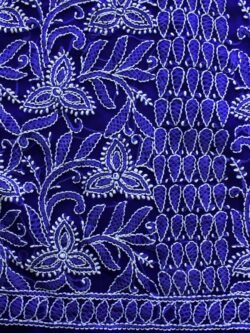 Dark-blue-georgette-chikankari-handembroiderd-ladies-kurta