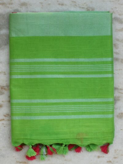 Dhani-Green-Linen-cotton-Saree