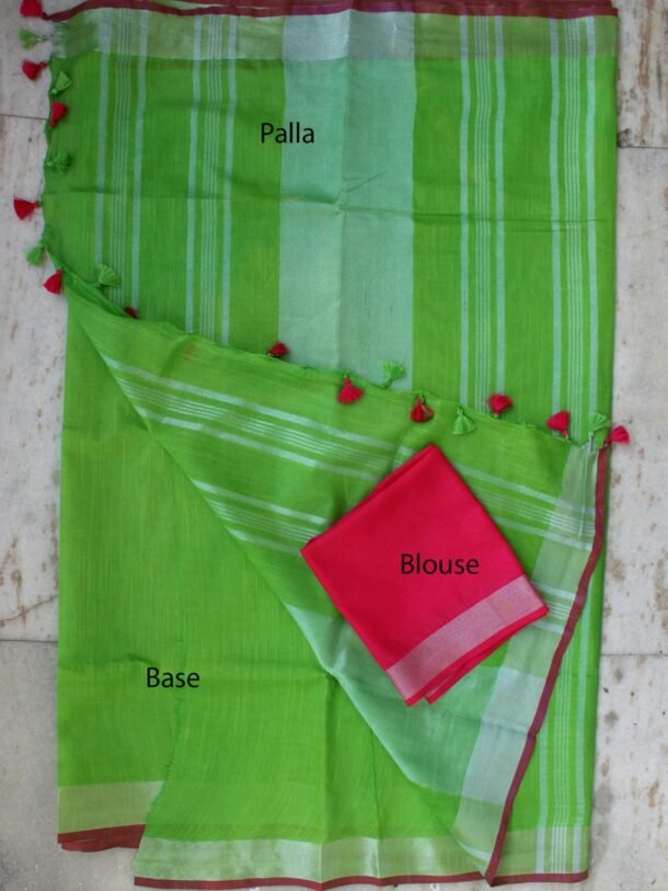 Dhani-Green-Linen-cotton-Sari